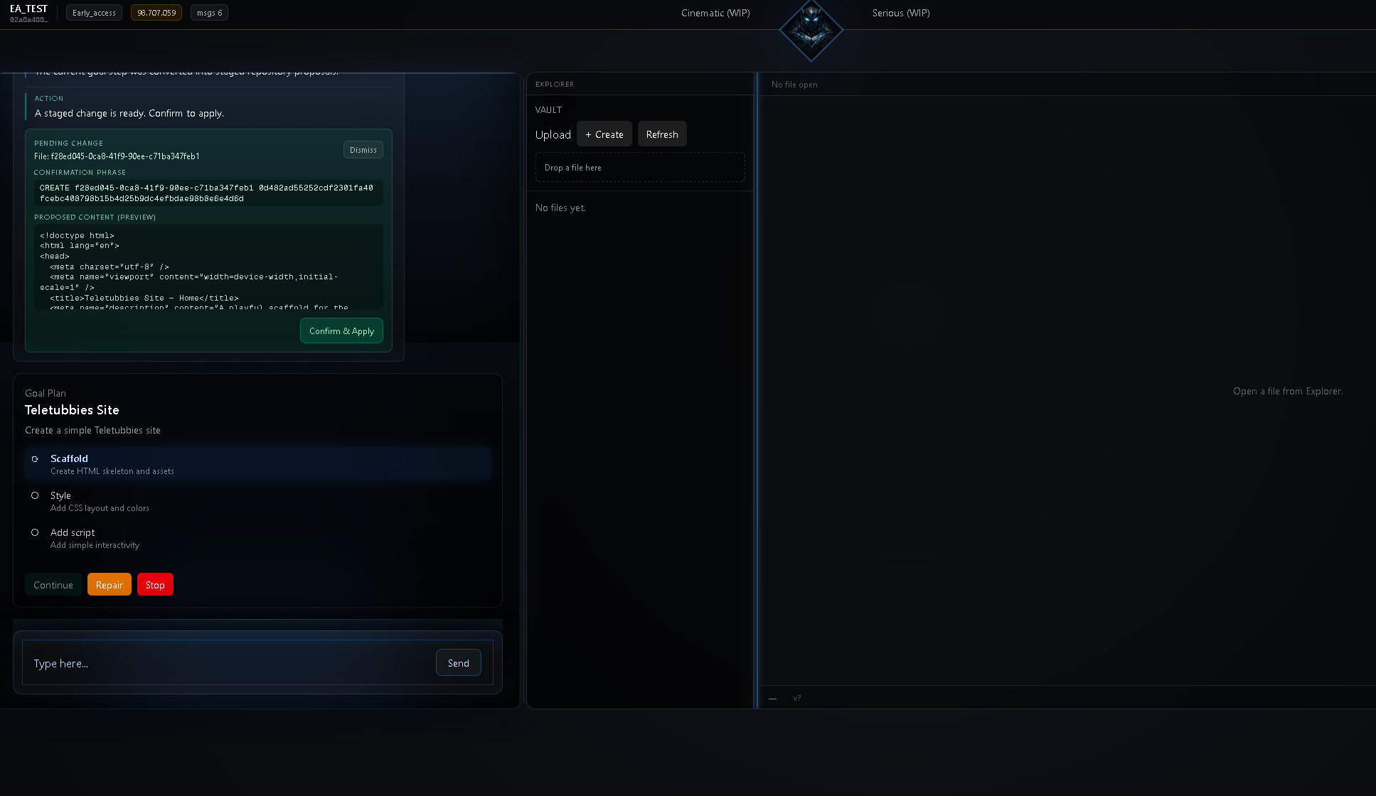 Vestaryn approve plan screen
